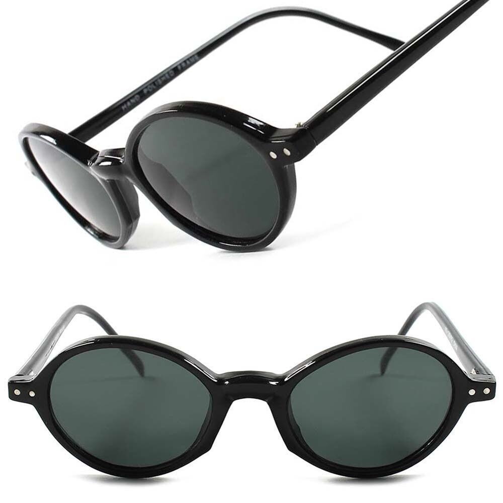 Black Vintage Retro 80's Old Fashion Mens Womens Small Round Sunglasses C63